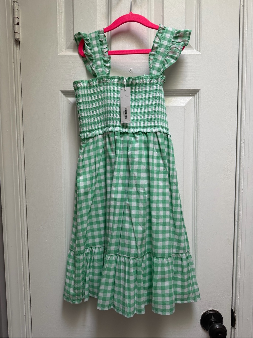 Janie and Jack Green Gingham Smocked Sundress